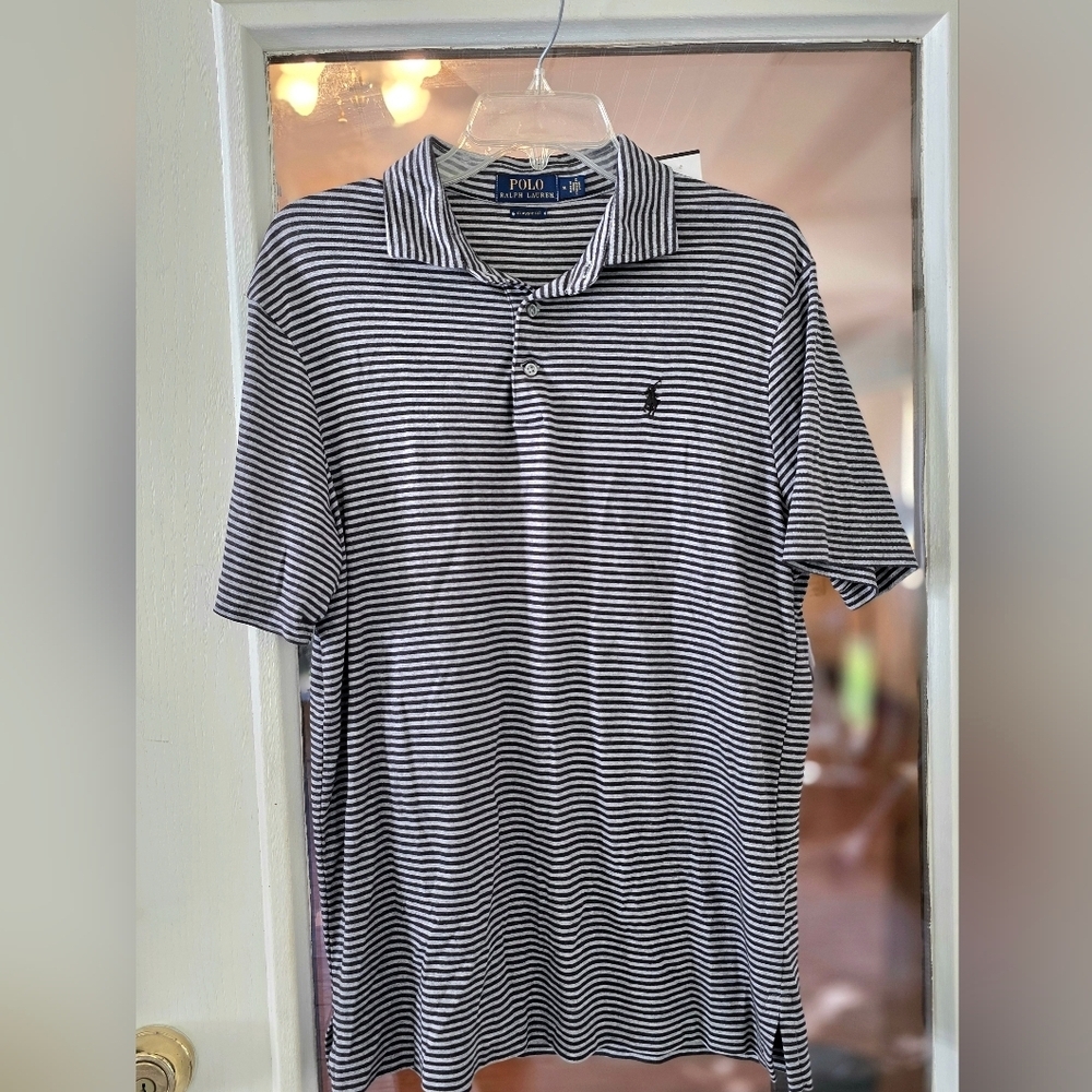 Polo by Ralph Lauren Men's Striped Black and White Shirt